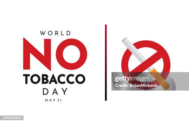 stockillustraties, clipart, cartoons en iconen met world no tobacco day card, may 31. vector - stoppen met roken