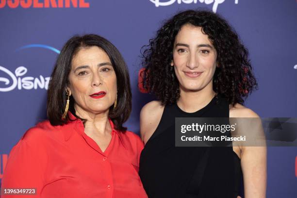 Hiam Abbas and daughter Mouna Soualem attend the "Oussekine" photocall at Le Grand Rex on May 09, 2022 in Paris, France.