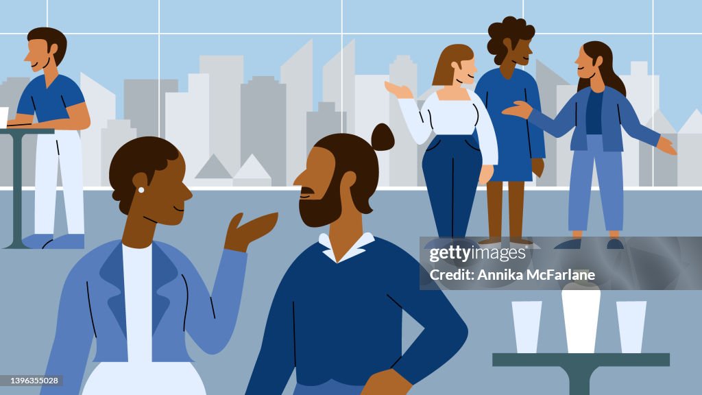 Multiracial Group of Business People Network and Mingle at Conference Event