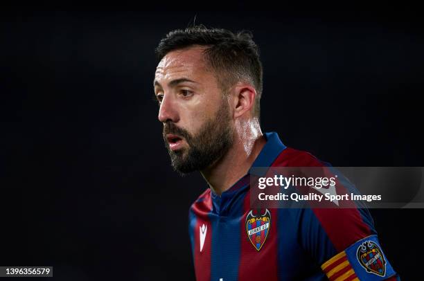 Jose Luis Morales of Levante UD looks on during the La Liga Santander match between Levante UD and Real Sociedad at Ciutat de Valencia Stadium on May...