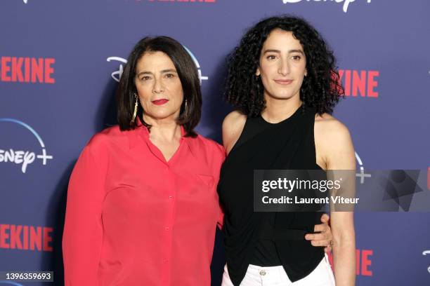 Hiam Abbass and Mouna Soualem attend the "Oussekine" photocall at Le Grand Rex on May 09, 2022 in Paris, France.