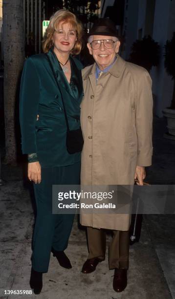 Comedian Milton Berle and wife Lorna Adams attending "Party for Lydia Heston Photo Book" on September 14, 1993 at the Tatou Club in Beverly Hills,...