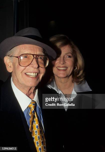 Comedian Milton Berle and wife Lorna Adams attending "Grand Opening of Etro Boutique" on October 25, 1996 in New York City, New York.