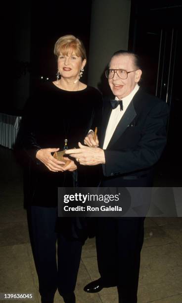 Comedian Milton Berle and wife Lorna Adams attending "Friends of Hebrew University Scopus Awards" on January 14, 1995 at the Beverly Hilton Hotel in...