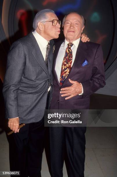 Comedian Milton Berle and Bob Hope attending "Bob Hope Special" on March 1, 1992 at NBC Studios in Burbank, California.