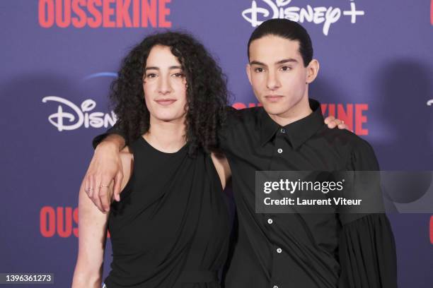 Mouna Soualem and Sayyid El Alami attend the "Oussekine" photocall at Le Grand Rex on May 09, 2022 in Paris, France.