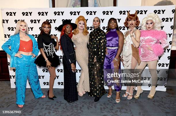 Trinity The Tuck, Jaida Essence Hall, Shea Coulee, Jinkx Monsoon, Raja, Monet X Change, Yvie Oddly, and The Vivienne attend the "RuPaul's Drag Race...