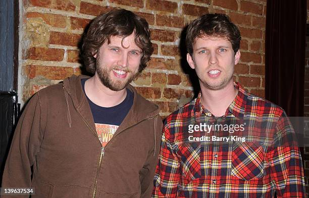 Actor Jon Heder and brother Dan Heder attend the season 3 premiere of HBO's 'Eastbound And Down' at cinespace on February 9, 2012 in Hollywood,...