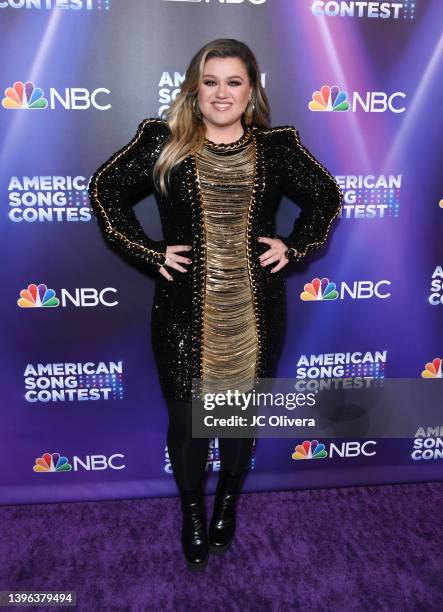 Kelly Clarkson attends NBC's "American Song Contest" grand final live premiere and red carpet at Universal Studios Hollywood on May 09, 2022 in...
