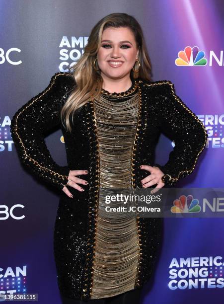 Kelly Clarkson attends NBC's "American Song Contest" grand final live premiere and red carpet at Universal Studios Hollywood on May 09, 2022 in...