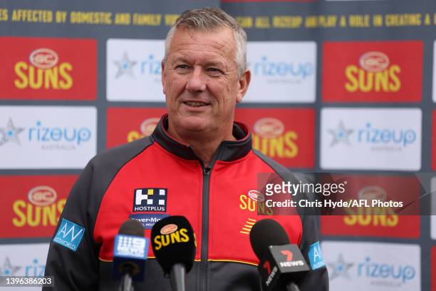 Gold Coast SUNS Chief Executive Mark Evans speaks to media at the official launch of the Round to RizeUp during a Gold Coast Suns AFL Media...
