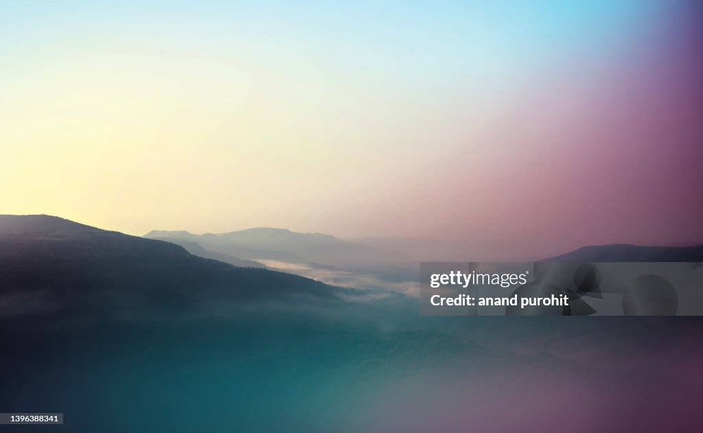 Background Abstract Misty Mountain Range Colourful Wallpaper Digital Art Gradiant Pastel Dramatic Backdrop