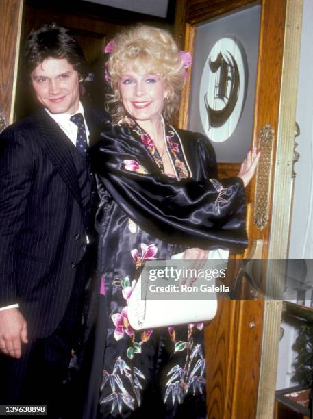 Actress Stella Stevens and son actor Andrew Stevens attend Stella Stevens' 45th Birthday Party on February 21, 1981 at Chasen's Restaurant in Beverly...