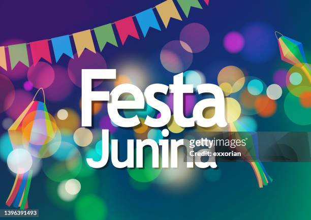 junina evening event party - june festival stock illustrations