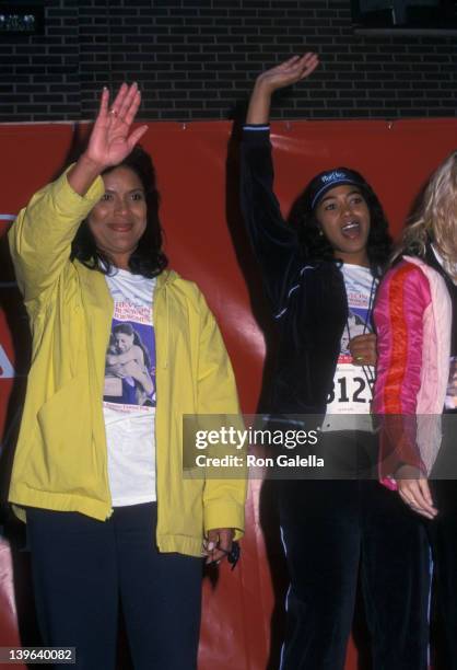 Actresses Phylicia Rashad and Ananda Lewis attending Fifth Annual Revlon Run-Walk For Women on May 4, 2002 at Central Park in New York City, New York.