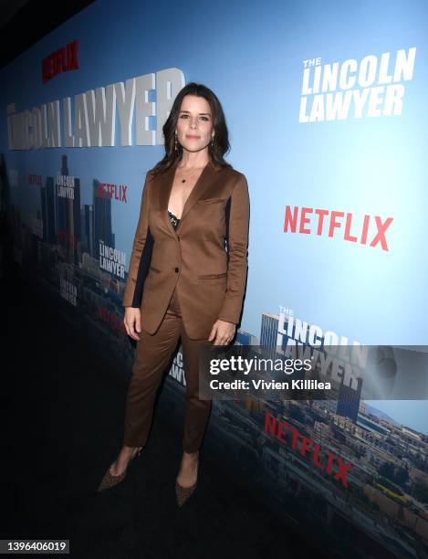 Neve Campbell attends Netflix's 'The Lincoln Lawyer' special screening & reception at The London West Hollywood on May 09, 2022 in Los Angeles,...