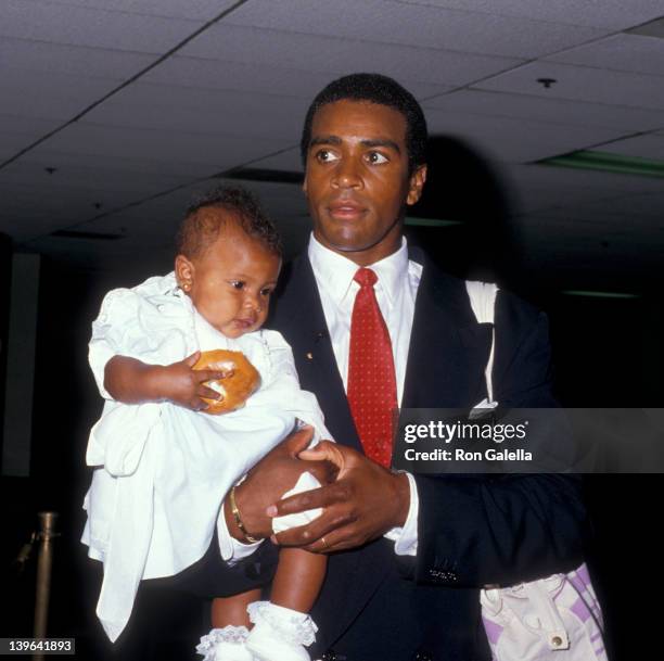 Sportscaster Ahmad Rashad and daughter Condola Rashad attending "NBC Affiliates Party" on June 2, 1987 at the Century Plaza Hotel in Century City,...