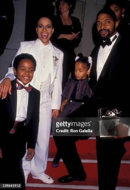 Actress Debbie Allen, husband Norman Nixon, daughter Vivian Nixon and son Norman Nixon Jr attenidng "Salute To Sammy" on November 13, 1989 at the...