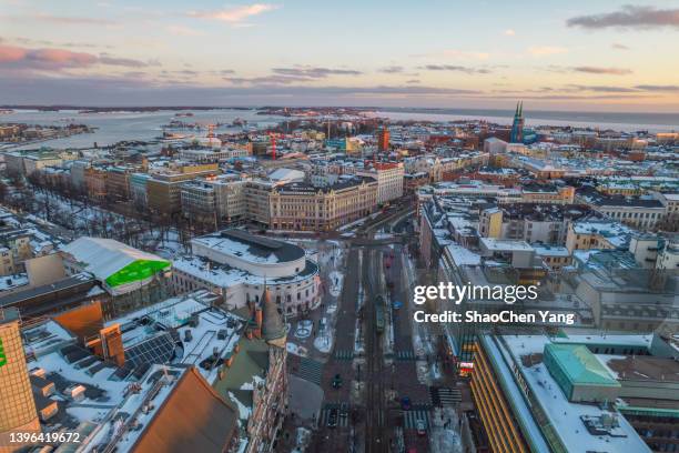 aerial view of helsinki - helsinki stock-fotos und bilder