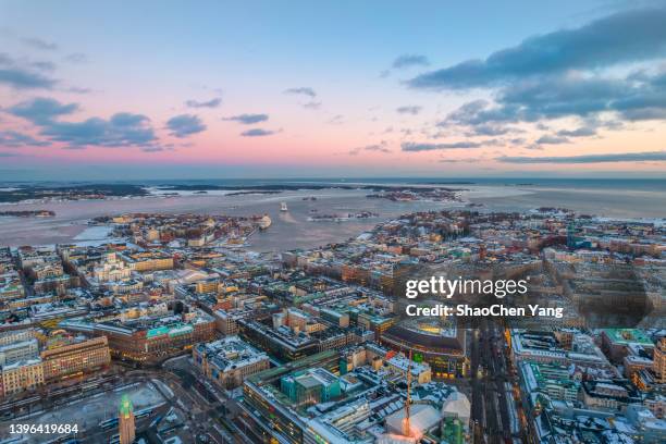 aerial view of helsinki - helsinki fotografías e imágenes de stock