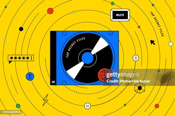 カラフルなレトロスタイルの極秘情報コンセプト。 - cdケース点のイラスト素材／クリップアート素材／マンガ素材／アイコン素材