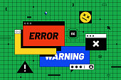 Computer warning and error concept vector illustration.