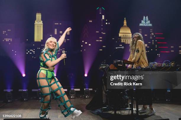 Singer Amelia Meath and producer Nick Sanborn of Sylvan Esso perform onstage during a taping of the long-running concert series "Austin City Limits"...