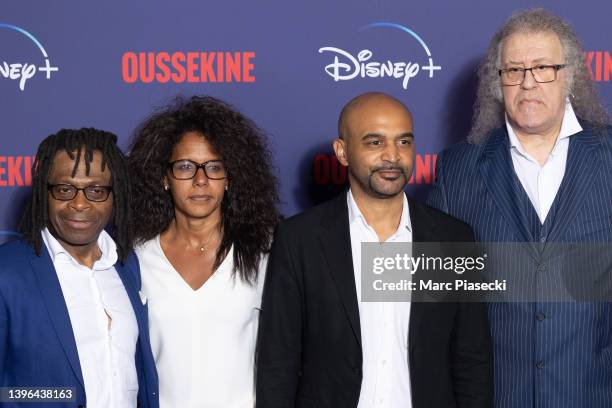 Guest, Audrey Pulvar, Dominique Sopo and Dany Terbeche attend the "Oussekine" photocall at Le Grand Rex on May 09, 2022 in Paris, France.