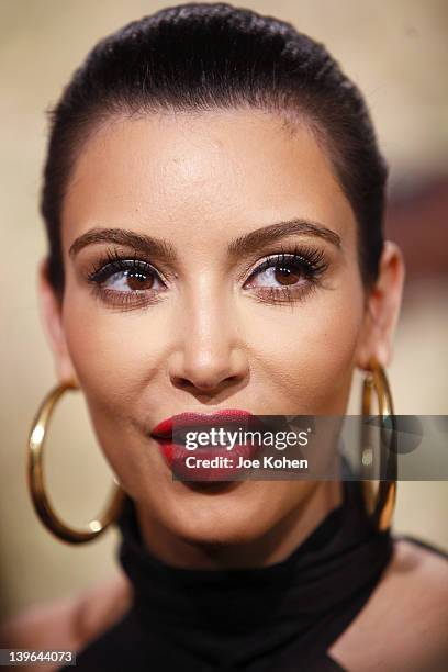 Kim Kardashian attends "The Buzz On The Red Carpet" presented by QVC at Four Seasons Hotel Los Angeles at Beverly Hills on February 23, 2012 in...