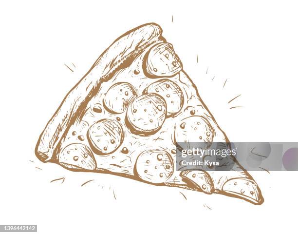 pepperoni pizza sketch - salami stock illustrations