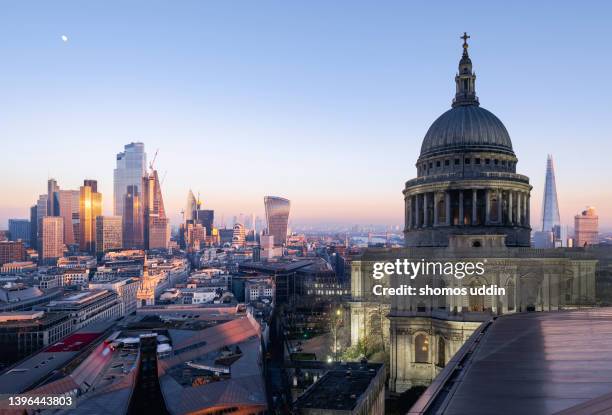 multi layered cityscape of london skyline at sunset - sankt pauls katedralen bildbanksfoton och bilder