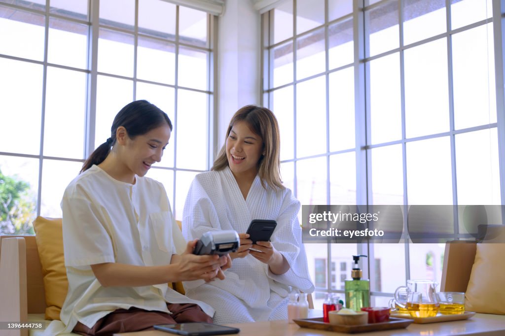 Employee are working at spa and resort hotel.