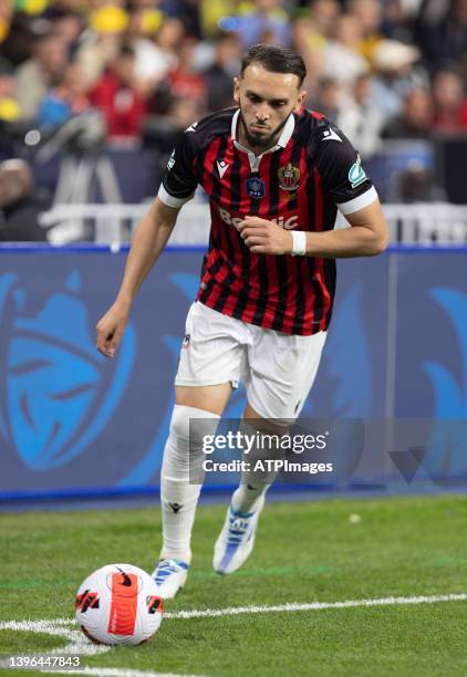 Amine Gouiri of OGC Nice during the French Final Cup match between OGC Nice and FC Nantes at Stade de France on May 07, 2022 in Paris, France.