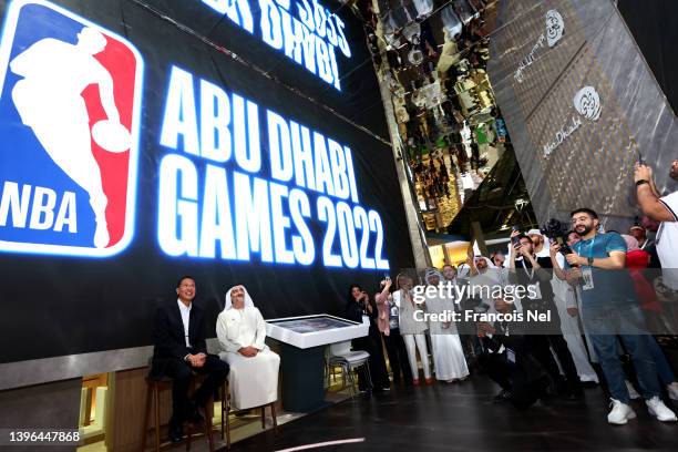 Saleh Mohamed Al Geziry, Director General for Tourism at DCT Abu Dhabi and Ralph Rivera, Managing Director, NBA Europe and Middle East attends during...