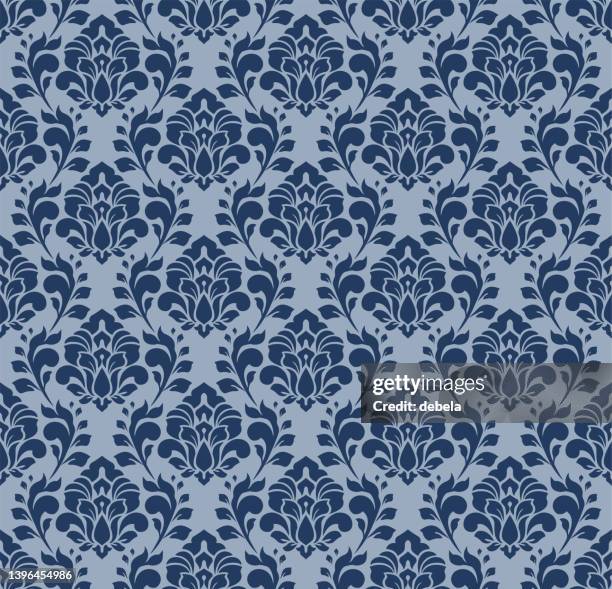 french damask blue luxury decorative fabric pattern - leigh french 幅插畫檔、美工圖案、卡通及圖標