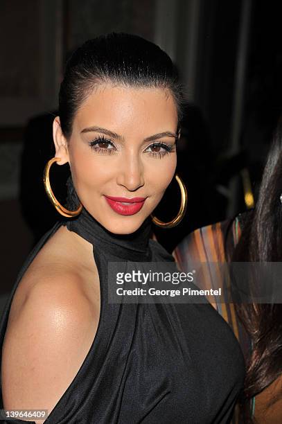 Kim Kardasian attends the QVC's"Buzz On The Red Carpet" Cocktail Party at Four Seasons Hotel Los Angeles at Beverly Hills on February 23, 2012 in...