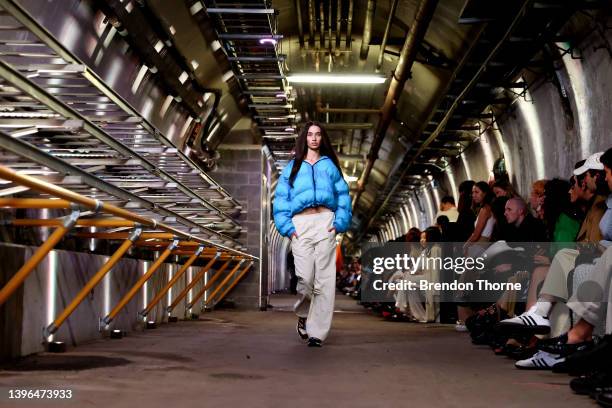 Model walks the runway during the Wynn Hamlyn show during Afterpay Australian Fashion Week 2022 Resort '23 Collection at 476 Pitt Street, Haymarket...