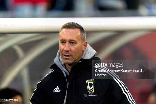 Caleb Porter head coach of Columbus Crew during a game between Columbus Crew and New England Revolution at Gillette Stadium on May 7, 2022 in...