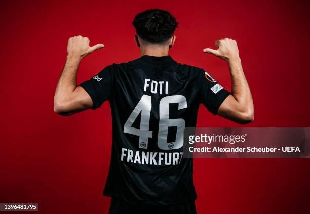 Antonio Foti of Eintracht Frankfurt poses for a portrait during the Eintracht Frankfurt UEFA Europa League Final media access day on May 09, 2022 in...
