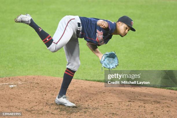 Chris Archer of the Minnesota Twins pitches during a baseball game against the Baltimore Orioles at Oriole Park at Camden Yards on May 5, 2022 in...