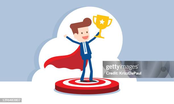 successful businessman - trophy case stock illustrations