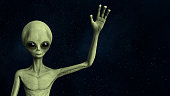 Friendly Alien greeting and waving hand