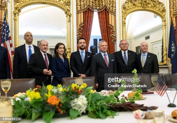King Abdullah II of Jordan meets with members of the Senate Foreign Relations Committee at the U.S. Capitol on May 10, 2022 in Washington, DC. King...