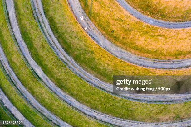 aerial view of agricultural field,milan,lombardia,italy - terrassenfeld stock-fotos und bilder