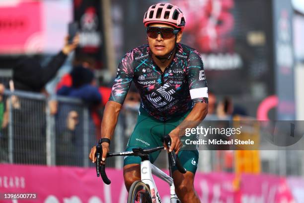 Jonathan Klever Caicedo Cepeda of Ecuador and Team EF Education - Easypost crosses the finish line during the 105th Giro d'Italia 2022, Stage 4 a...