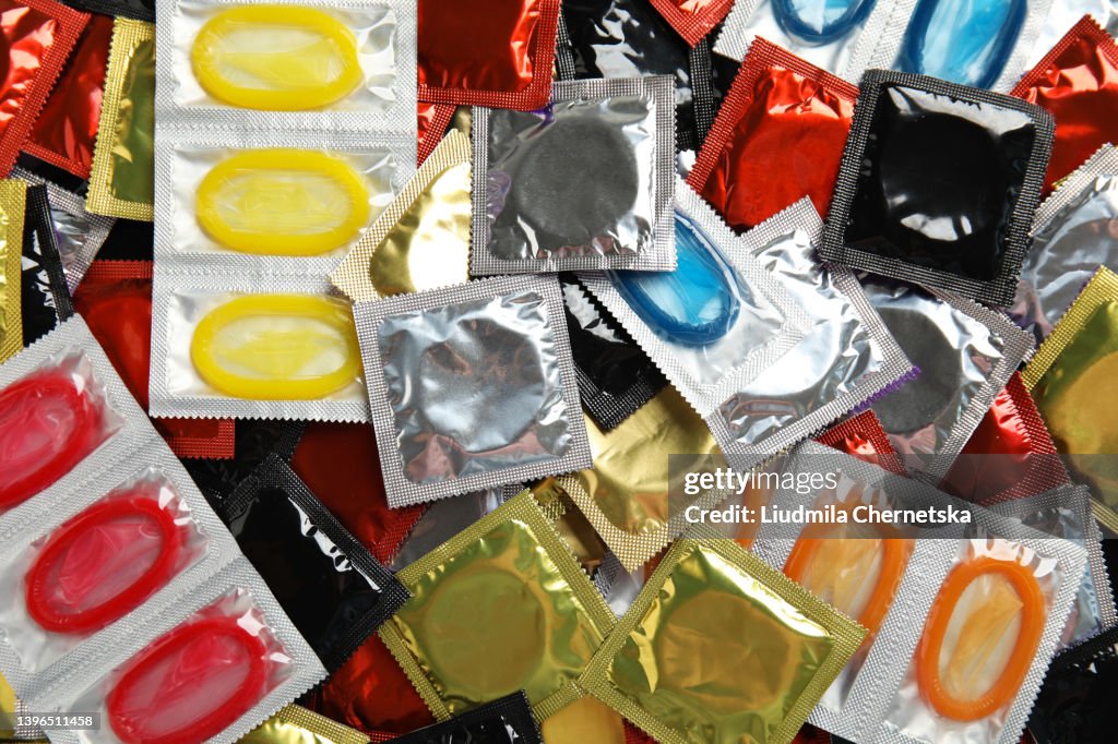 Condom Rows Image Pile Of Different Condoms As Background Top View High-Res Stock Photo ...