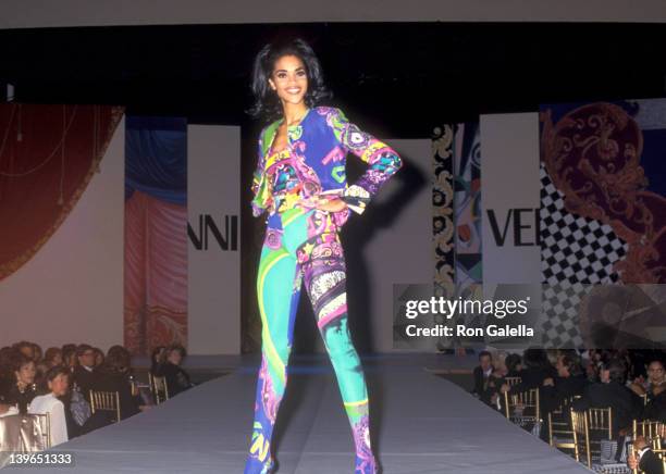 Model Veronica Webb walks the runway at the Fifth Annual California Fashion Industry Friends of AIDS Project Los Angeles Benefit Dinner and Fashion...