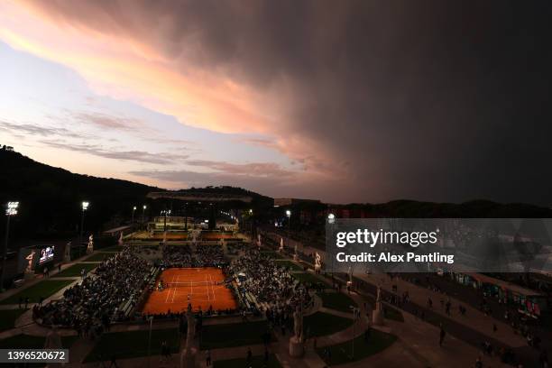 General view of play on court Pietrangeli between Casper Ruud of The Netherlands and Botic Van de Zandschlup of The Netherlands during day three of...