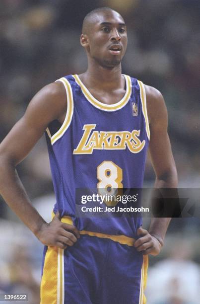 Guard Kobe Bryant of the Los Angeles Lakers stands on the court during a game against the Golden State Warriors at the San Jose Arena in San Jose,...