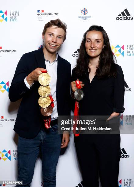 Para-Alpine Skier, Arthur Bauchet and Four Time Paralympic Champion, Marie Bochet attend the Global Sport Week - Day Two at AccorHotels Arena on May...